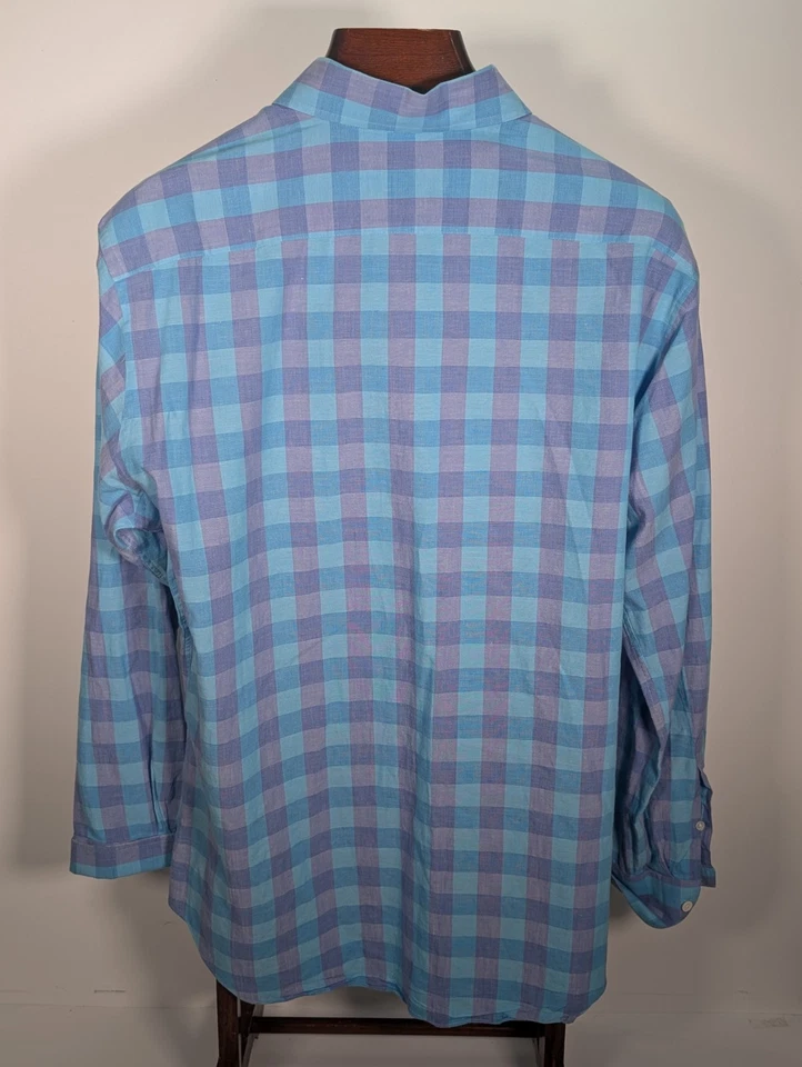 Camisa Ledbury Calce Ajustado Abotonada TALLA XL - Azul y Púrpura a Cuadros Oficina Preppy Foto 4 de 4