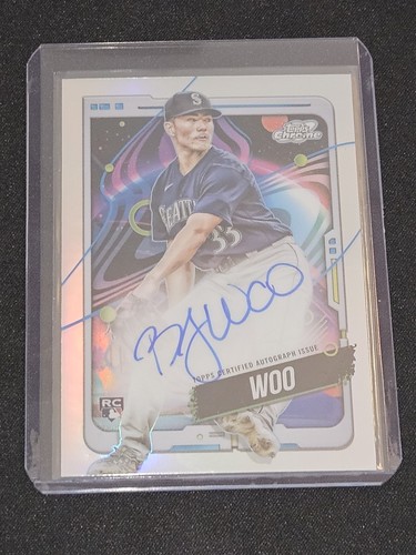 2024 Topps Cosmic Chrome Bryan Woo Rookie Chrome Refractor Auto CCA-BW Mariners