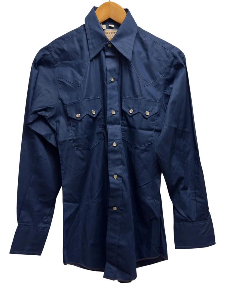 Camisa Dee-Cee Western Wear De Colección Para Hombre 14/32 Azul Marino Perla A Presión Vaquero Rodeo Diente de Sierra Foto 2 de 4