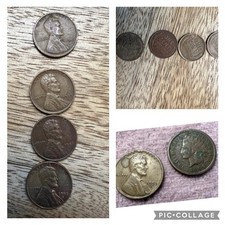 1906 Indian 1 Cent & 1919, 1923, 1944, 1953, 1958  Wheat Penny Coin Lot -6 Coins