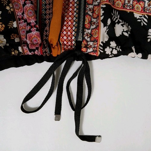 CHICOS 2 Kimono Ärmel Patchwork Reißverschluss vorne Bluse Gr. L geometrisch Blumen Boho - Bild 7 von 12