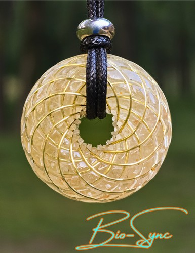 Phi Torus "Solar Aura" Vortex Energy Coil Pendant Phenacite Calcite Beta Quartz - Picture 2 of 2