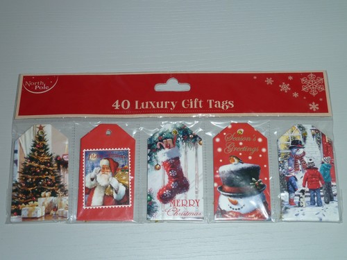 CHRISTMAS GIFT TAGS WITH STRING PACKS OF 40 TRADITIONAL MODERN CUTE CHILDRENS  - Picture 5 of 5