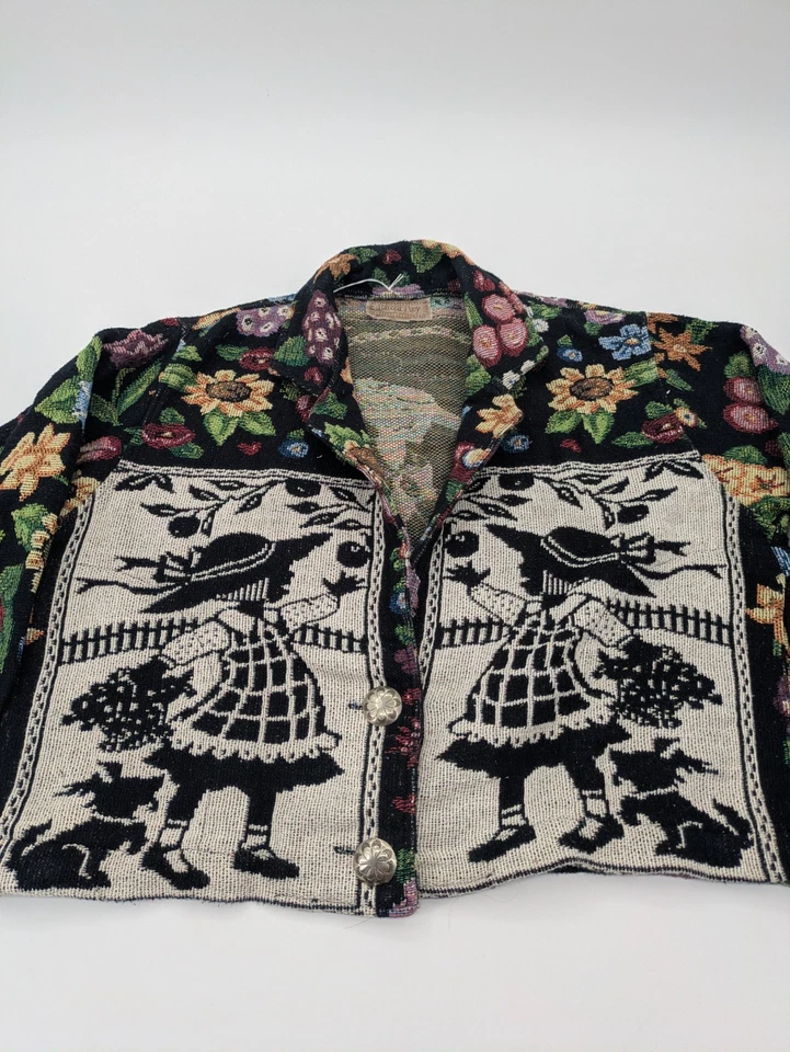 Chaqueta tapiz pony pintada vintage para mujer talla única floral caja o de gran tamaño Foto 2 de 4