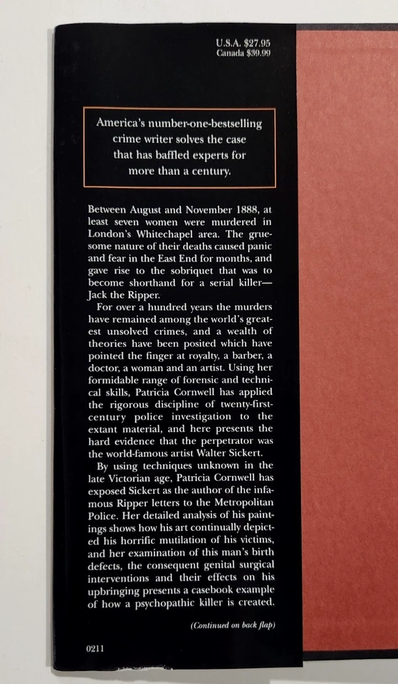 Portrait of a Killer By Patricia Cornwell Jack The Ripper 2002 H/C Book w/jacket Foto 4 de 4