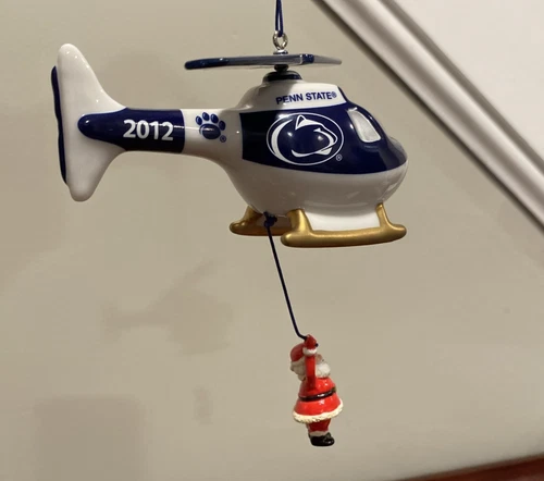 Penn State 2012 Danbury Mint Helicopter Ornament Hanging Santa PSU Football Box