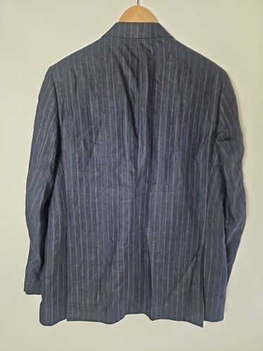 Walker Slater Praga VI Jacket Navy Orange Stripe Linen Men’s Size 52R - Picture 3 of 6
