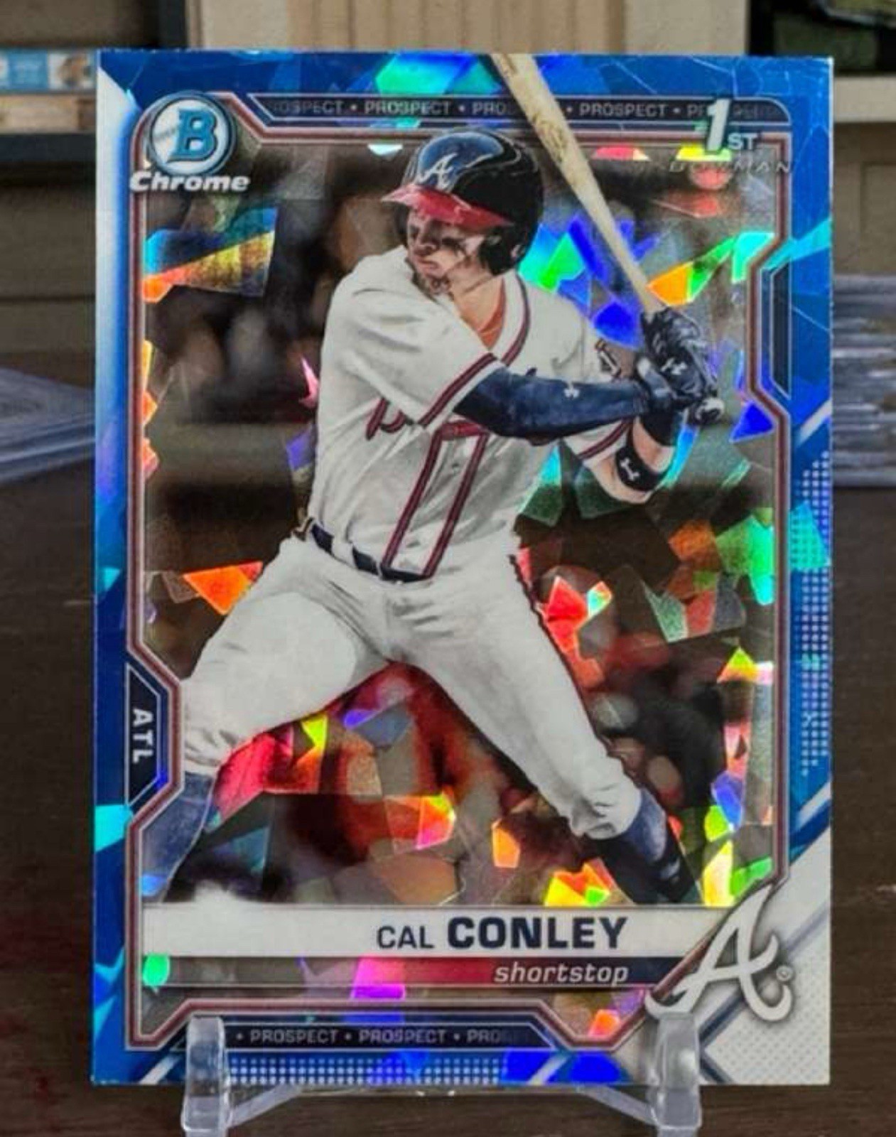 2021 Bowman Draft Chrome Sapphire Refractor #BDC-70 Cal Conley - Atlanta Braves