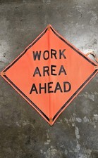 Orange Roll-up Mesh/vinyl Sign 48x48 WORK AREA AHEAD