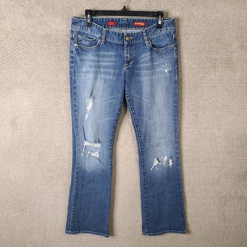 Express Jeans Damen 6P Blau Stella Boot Leg Low Rise Distressed Y2K Stretch