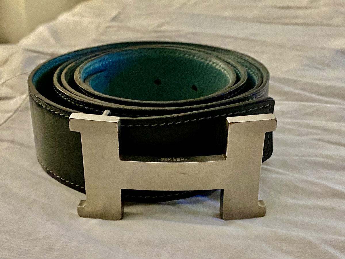 Hermès H Belt - Rare Turquoise Blue / Black - Reversible  display picture 1