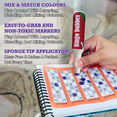 [Set of 24] Non Drip Bingo Dabbers Marker Pens Red Blue Green Purple Game Night - Picture 18 of 24