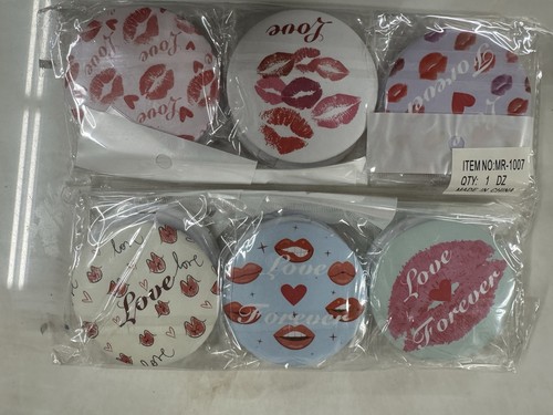 Elegant 12-Pack Compact Mirrors -2.76'' Lips & Love forever, Gifts or Parties - Picture 2 of 4