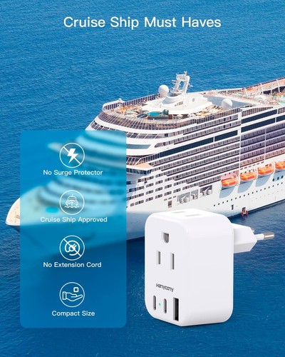 European Travel Plug Adapter USB C, International Plug Adapter, US to Europe ... - Picture 5 of 7