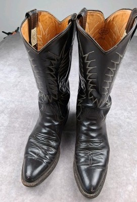 Nocona Boots Men Size 9.5 AAA Western Black Leather Cowboy  display picture 1