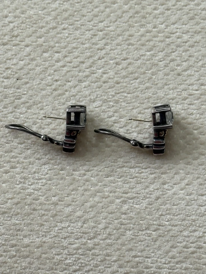 Pendientes perforados glaciar topacio oro 14K plata esterlina caviar Lagos raros Estate Foto 4 de 4