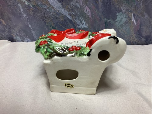 Josef Originals Retro Frohe Weihnachten Karte Serviettenhalter Weihnachtskranz MCM Japan - Bild 5 von 8