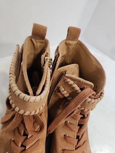 Jack Rogers Womens Sz 7 OAK Tan Suede Ankle Boots PEYTON BOOTIE Side Zip Brazil - Picture 16 of 16
