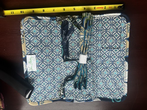 Vera Bradley dreifach faltbare magnetische Geldbörse modern blau überkreuzter Körperriemen neu ohne Etikett - Bild 4 von 5