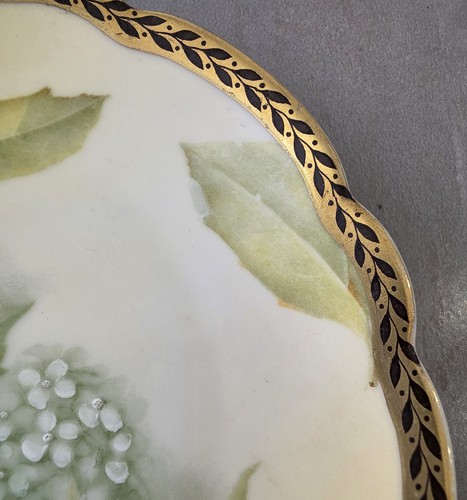 4 platos de postre de 6" pintados a mano hortensias rosenthal bavaria c1910 firmados PICOURT - Imagen 8 de 13