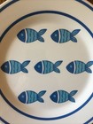 Blue White Lunch Plate Dish Plastic Melamine Summer Pool Picnic Fish Fishing NWT