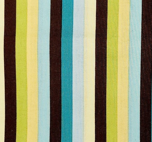 Brown Green Blue Yellow Stripes Cotton Topsy Turvy Fabric Traditions 1 1/2 yard