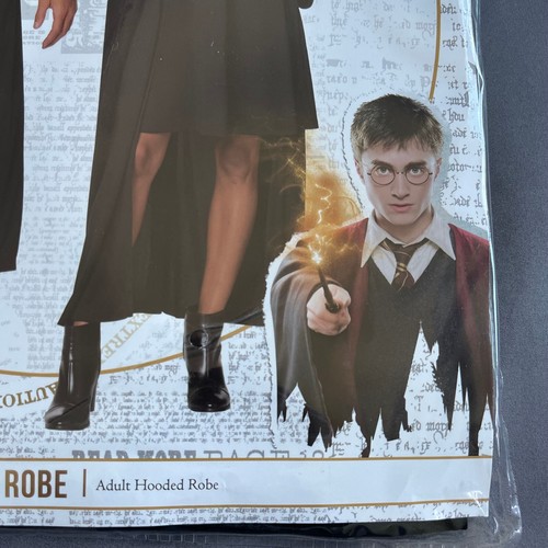 Harry Potter Gryffindor Robe Adult Cloak Cape Black Hood Wizard Costume New - Picture 7 of 7