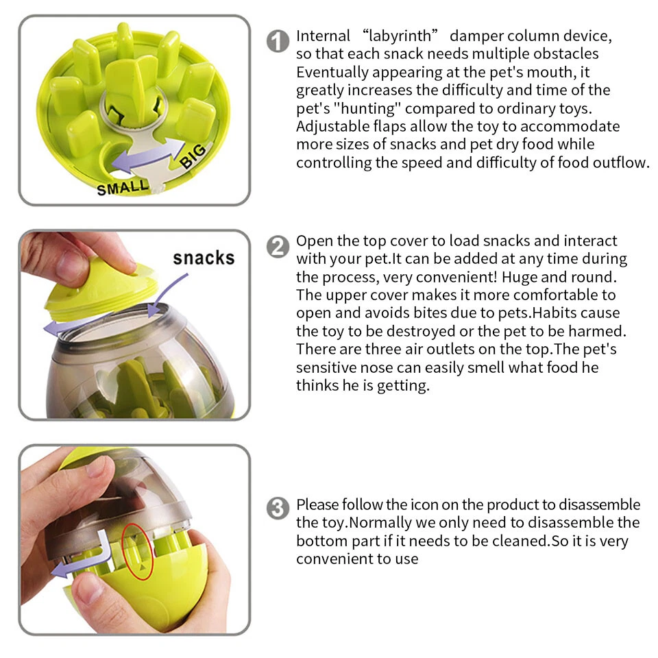 Dog Food Balls Tumbler Pet Puppy Feeder Dispenser Bowl Toy Leak Food Interactive - Image 3 of 4