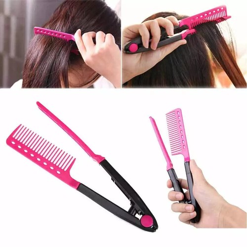 Hair Straightener V Comb Folding Styling Hairdressing Salon Straightening Brush - Picture 2 of 11