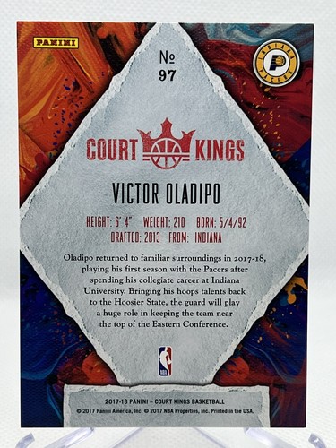 VICTOR OLADIPO 2017-18 Panini Court Kings Basketball #97 Base - Picture 2 of 2