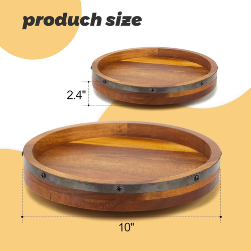 10 Inch Acacia Wood Lazy Susan Turntable for Table Kitchen Turntable Organize... - Picture 3 of 7