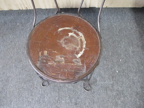 Antique Black Wrought Iron Ice Cream Parlor Child's Chair Scroll Back - Picture 2 of 4