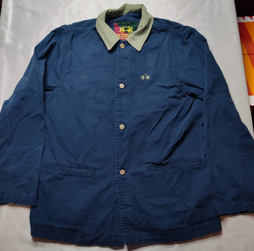 VTG LA MARTINA Men Large Blue 100% Cotton Long Sleeve Polo Chore Jacket - Picture 6 of 19