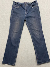 Levis 505 Straight Leg Women Size 16 -Dark Wash Blue Jeans Stretch