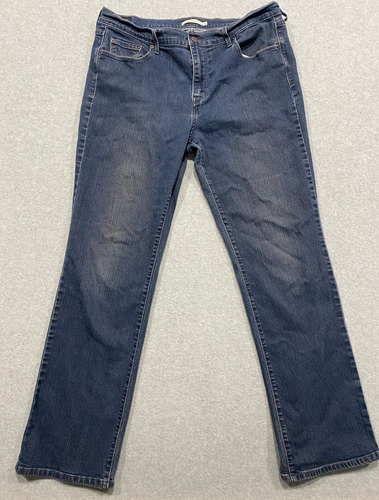 Levis 505 Straight Leg Women Size 16 -Dark Wash Blue Jeans Stretch - 第 1/11 張圖片