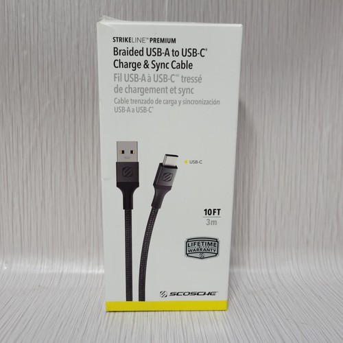 Scosche 10FT Strikeline Premium USB to Type-C Braided Charging Cable (CAB10-SP)™ - Picture 1 of 6