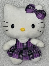 TY Beanie Buddies Hello Kitty in Purple Tartan Plaid Dress & Bow (2011)