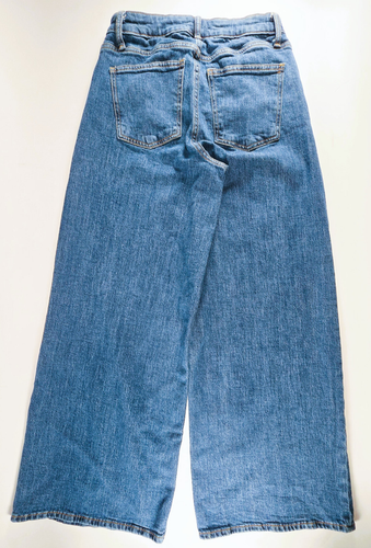 Pantalones de mezclilla The Drop Frida corte relajado pierna ancha medio índigo elástico talla 26 - Imagen 5 de 8