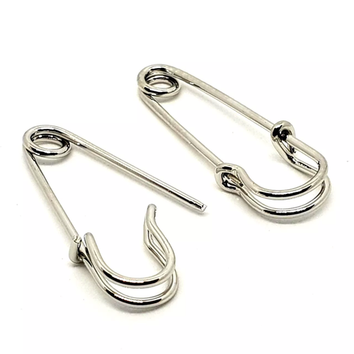 Sicherheitsnadel Ohrringe Silber Punk Neu Böhmen Stahl Alternative Rebel Schmuck - Bild 9 von 11