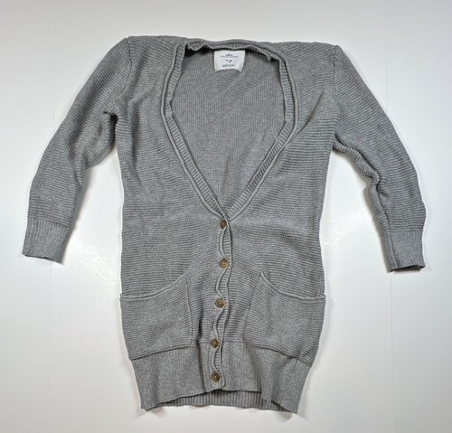 Cárdigan suéter American Eagle para mujer XS gris manga 3/4 tejido con botones