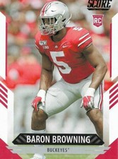 2021 Score Football Base #385 Baron Browning RC Ohio State Buckeyes