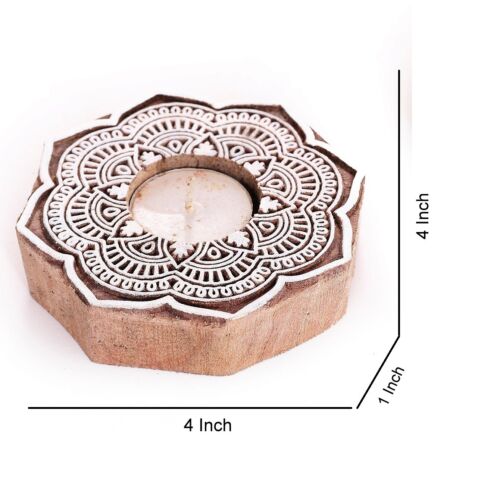 Hand-Carved Block Tea-Light Holder-Decorative Candle Holder Handmade Home Decor - Picture 4 of 6