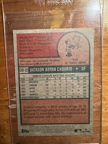 2024 Topps Heritage HN Jackson Chourio RC Oversized Box Topper #OB-20 & Base!!! - Picture 3 of 3