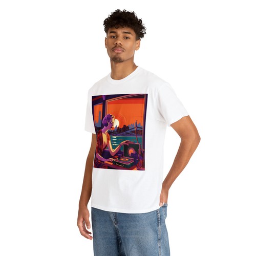 Girl dj tee shirt hip hop culture art deco style t-shirt Unisex Heavy Cotton Tee - Picture 19 of 61