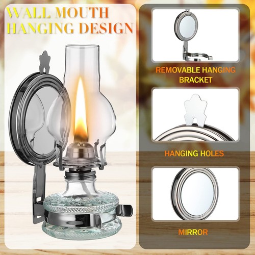2 Pieces Large Kerosene Lamp Wall Mount Vintage Chamber Oil Lamps Hanging Hur... - Bild 3 von 7