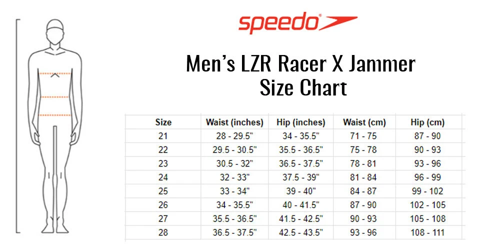 Speedo waist hotsell size chart