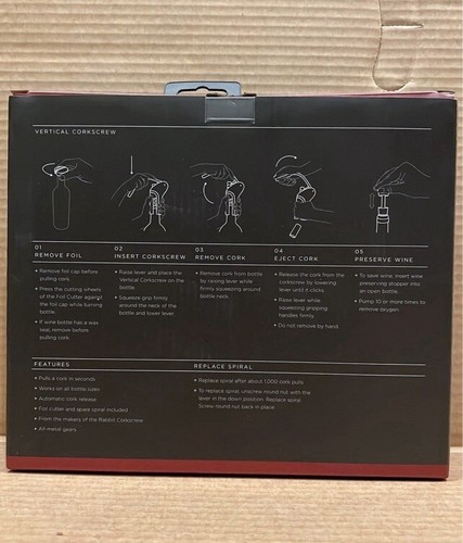 Houdini Vertical Corkscrew By Rabbit Color Red Chrome - Picture 2 of 2