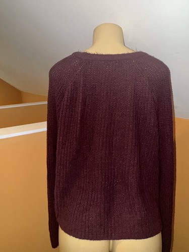 No Boundaries Women Sweater 2X Burgundy Long Sleeve Riveted Tie Front Eyelets - Bild 3 von 4