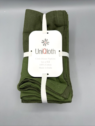 Set of 12 Pure Cotton Fabric Cloth Kitchen Dinner Napkins 18x18 Inch Green - Picture 3 of 5