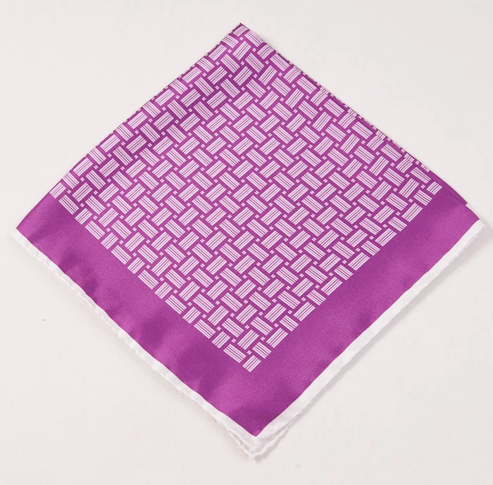 Nuevo $215 KITON NAPOLI Ciruela Púrpura-Blanco Estampado Tejido de Cesta Cuadrado de Bolsillo de Seda Foto 2 de 4